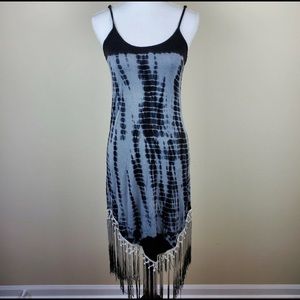 ASOS Midi Dress Tie Dye Metallic Fringing. Size 2